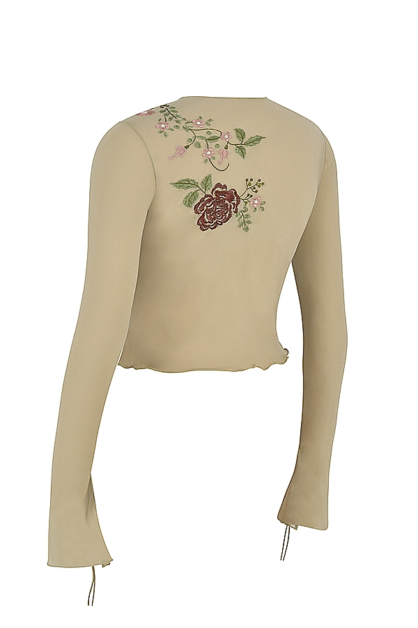 Asra-Artichoke Floral Tie Front Top