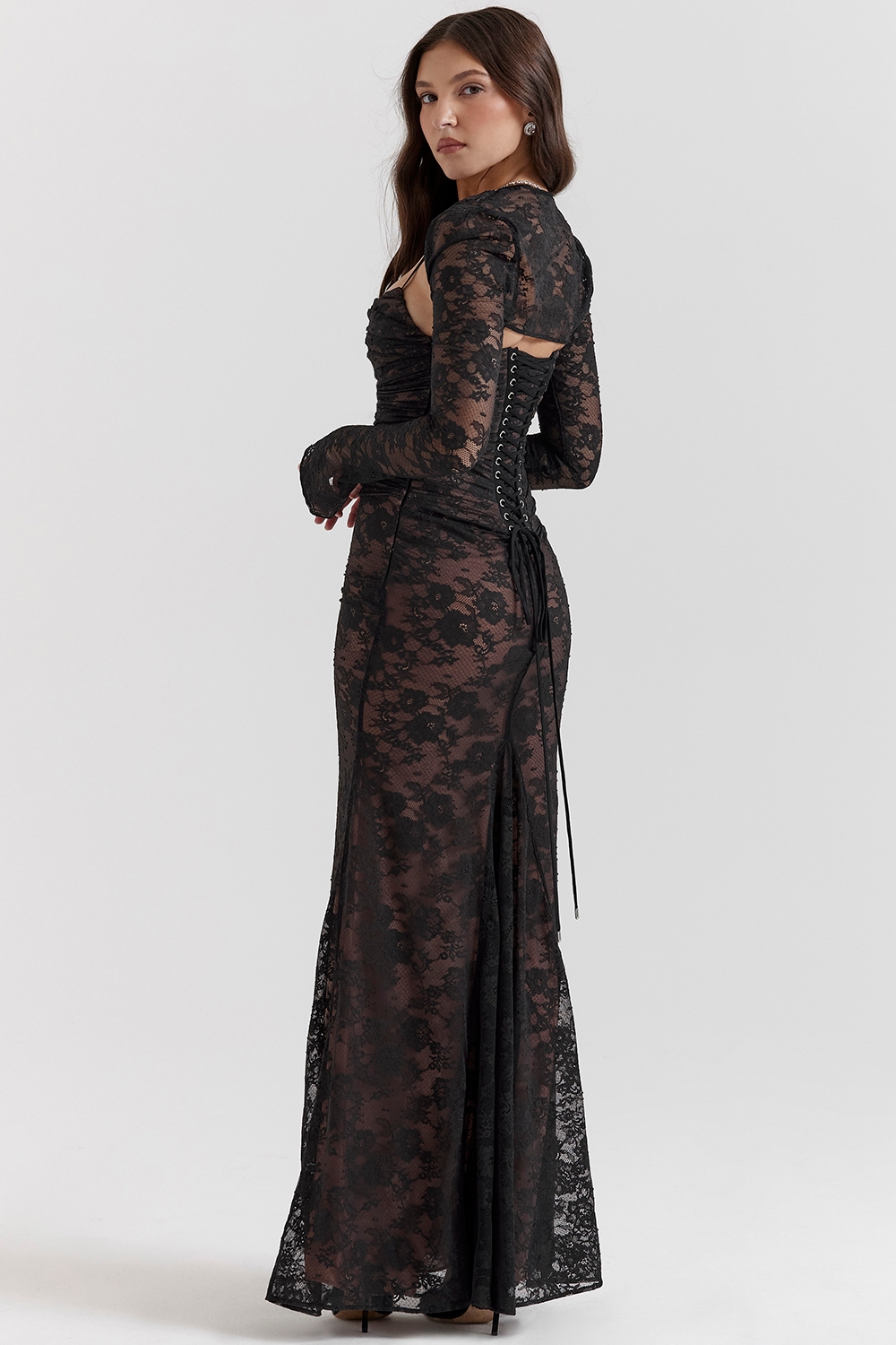 Artemis-Black Lace Maxi Dress