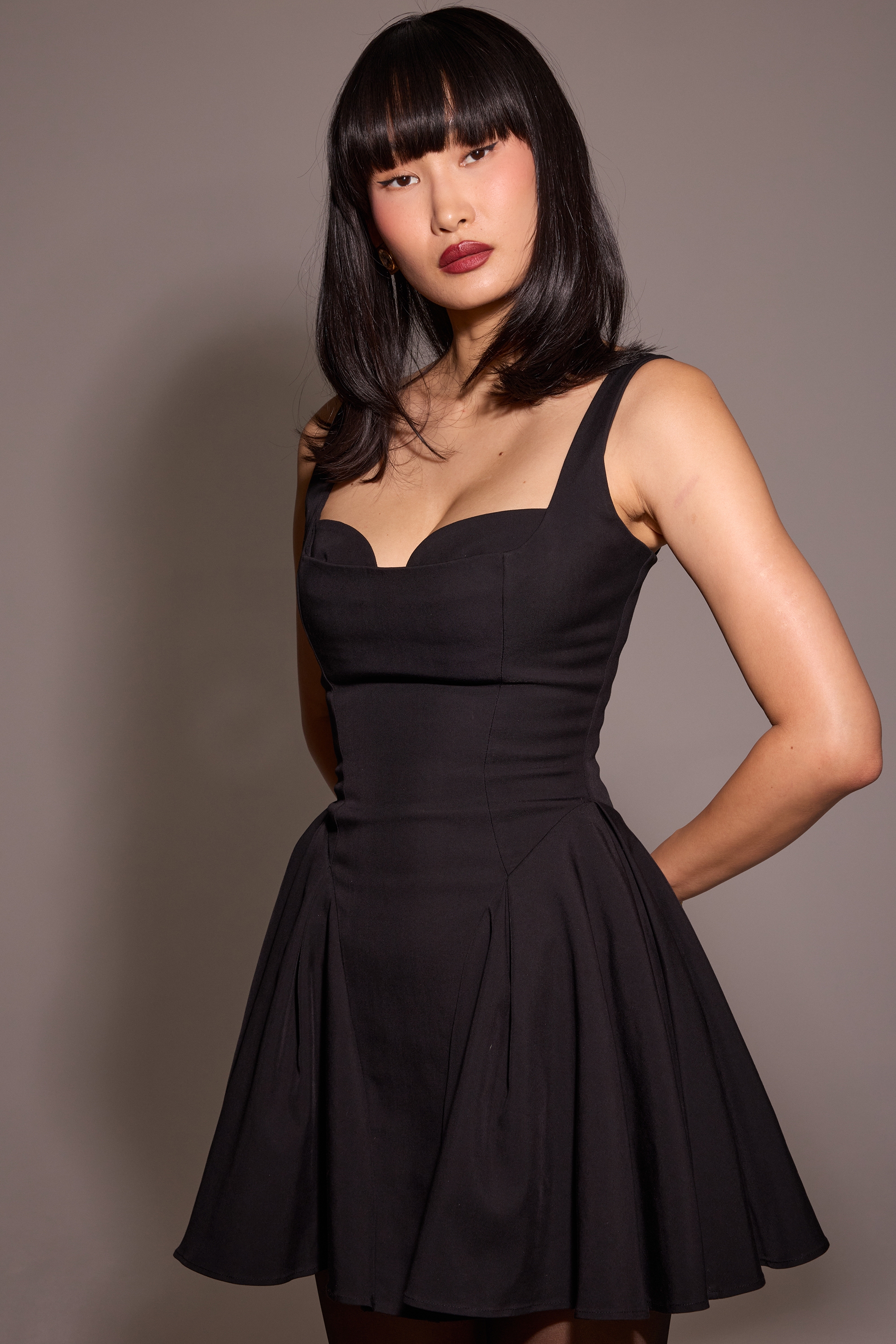 Bunny-Black Twill Mini Dress