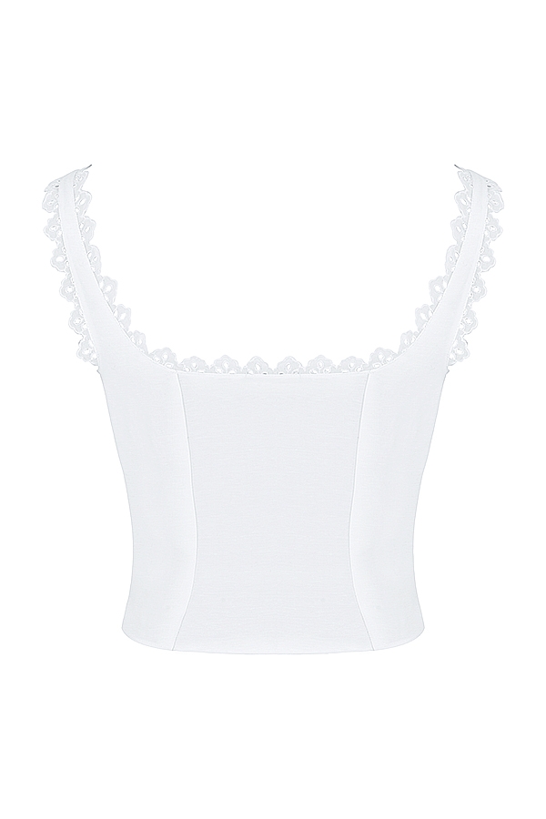 Amber-White Lace Trim Top