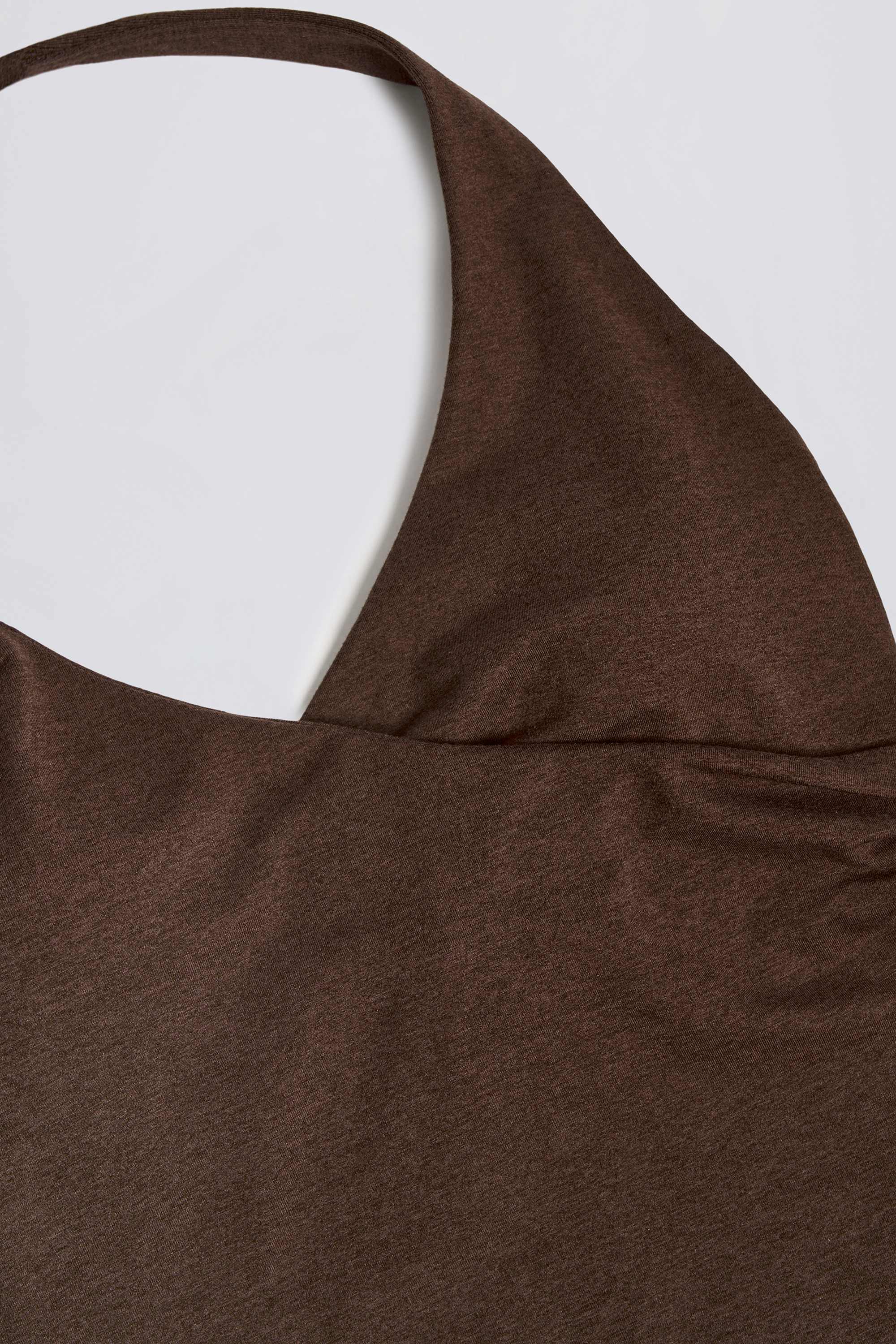 Wrap Halterneck Tank Top in Pecan Marl