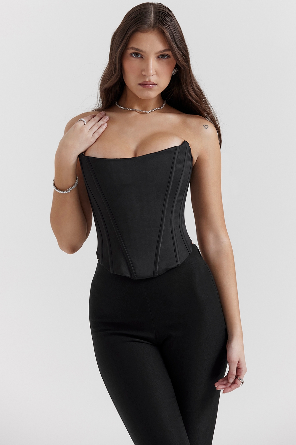Genevieve-Black Lace Back Corset