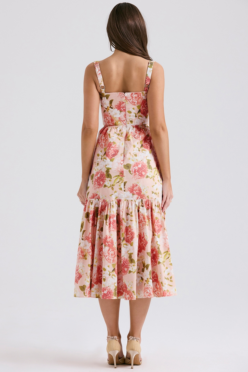 Elia-Pink Peony Print Cotton Midi Sundress