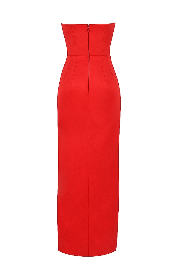 Adrienne-Scarlet Satin Strapless Gown