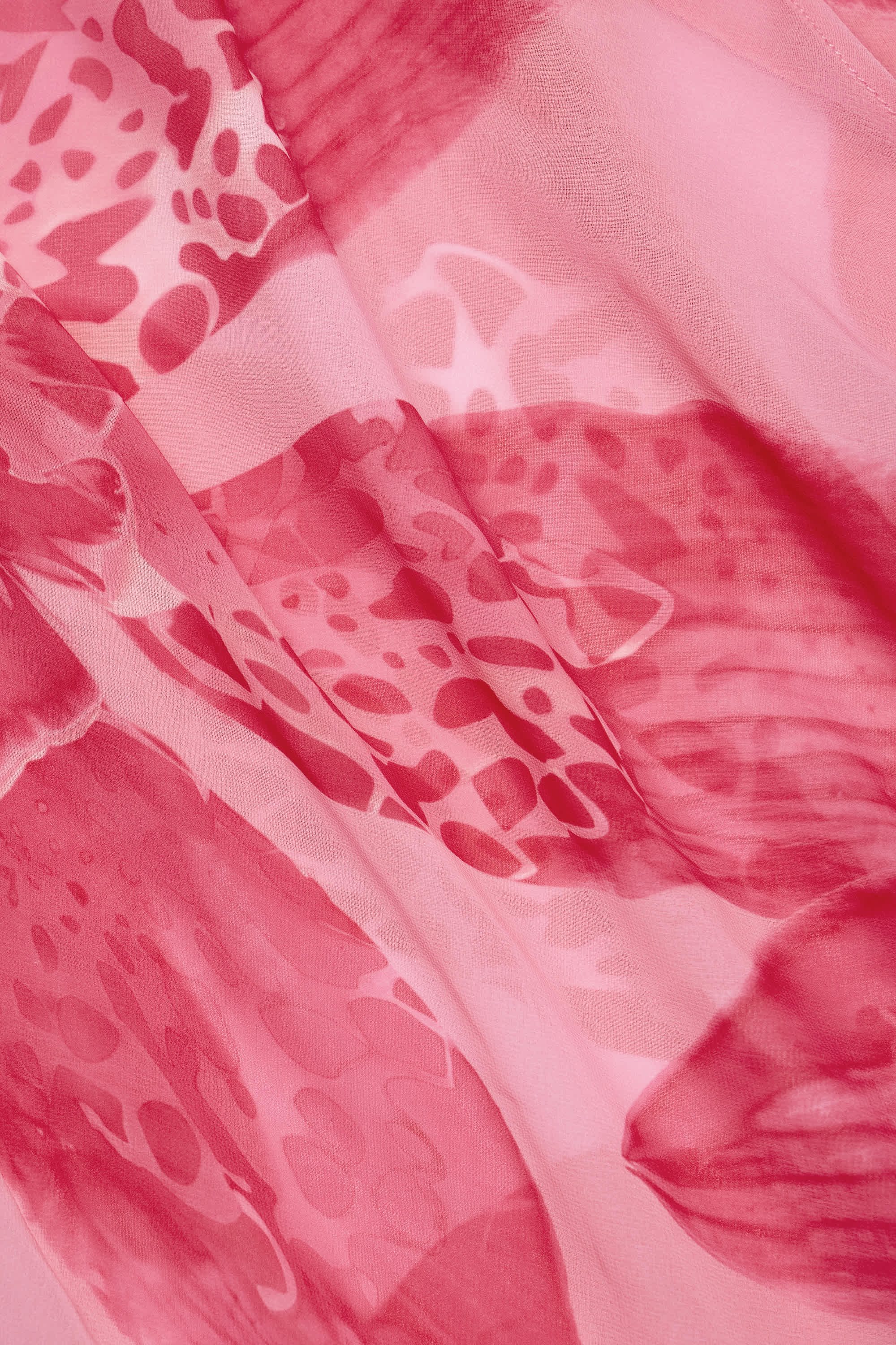 Taveuni-Cowl-Neck Hardware-Detail Maxi Dress in Pink Orchid Print