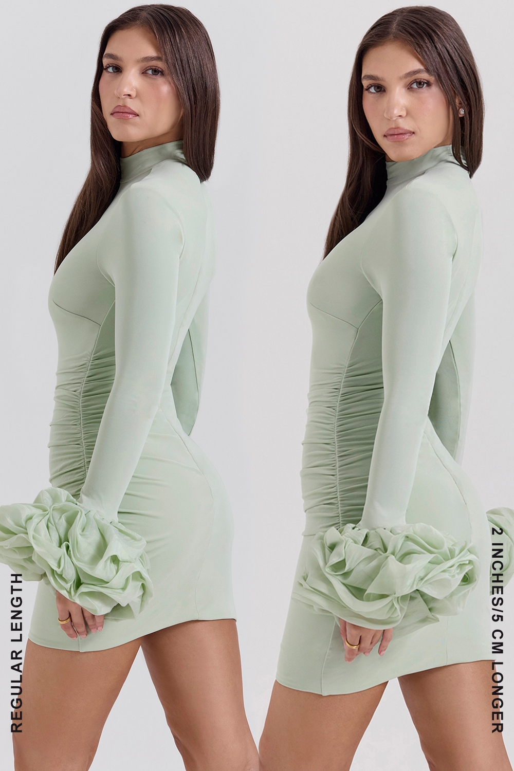 Camilla-Pistachio Ruffle Cuff Mini Dress - SALE
