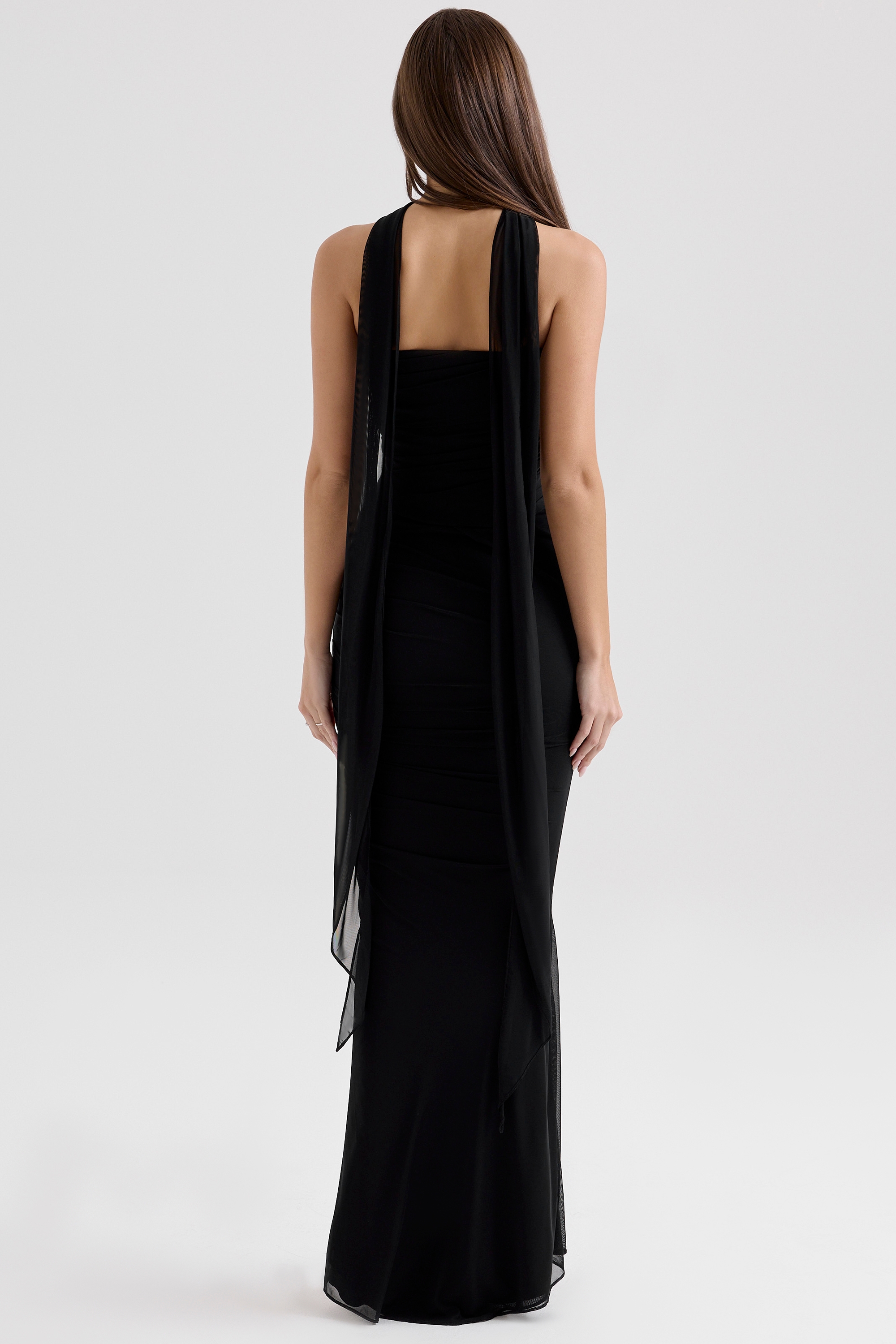 Hallie-Black Strapless Corset with Neck Scarf