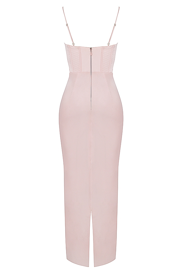 Charmaine-Blush Pink Corset Maxi Dress