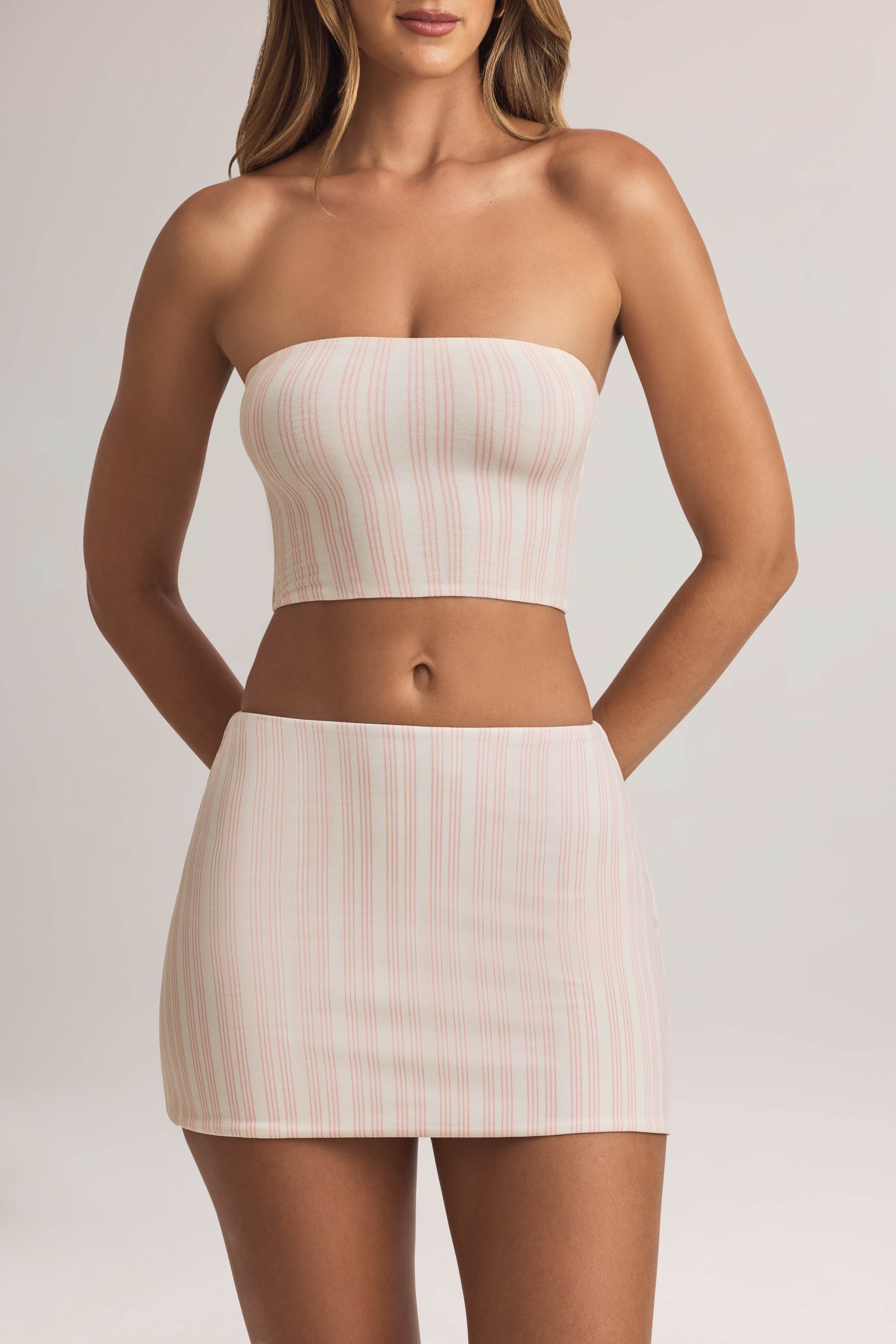 Zuri-Modal Mid-Rise A-Line Mini Skirt in Stripe Print