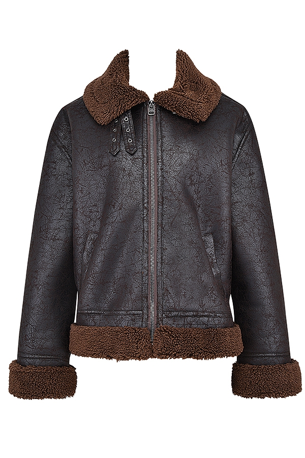 Madden-Brown Vegan Shearling Aviator Jacket