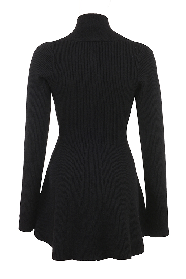 Aubrey-Black Wool Knitted Cardigan Dress