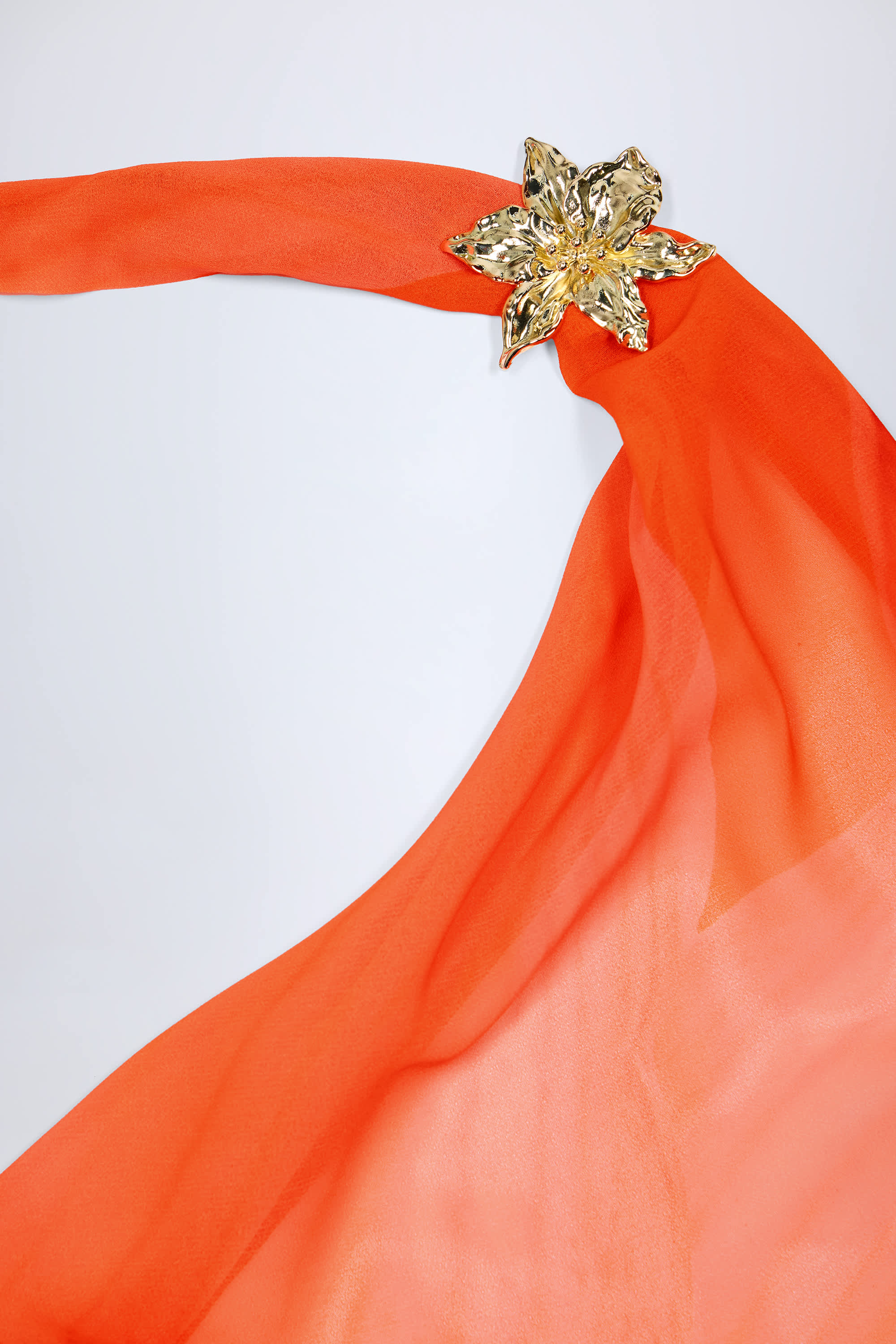 Taveuni-Cowl-Neck Hardware-Detail Maxi Dress in Orange Orchid Print