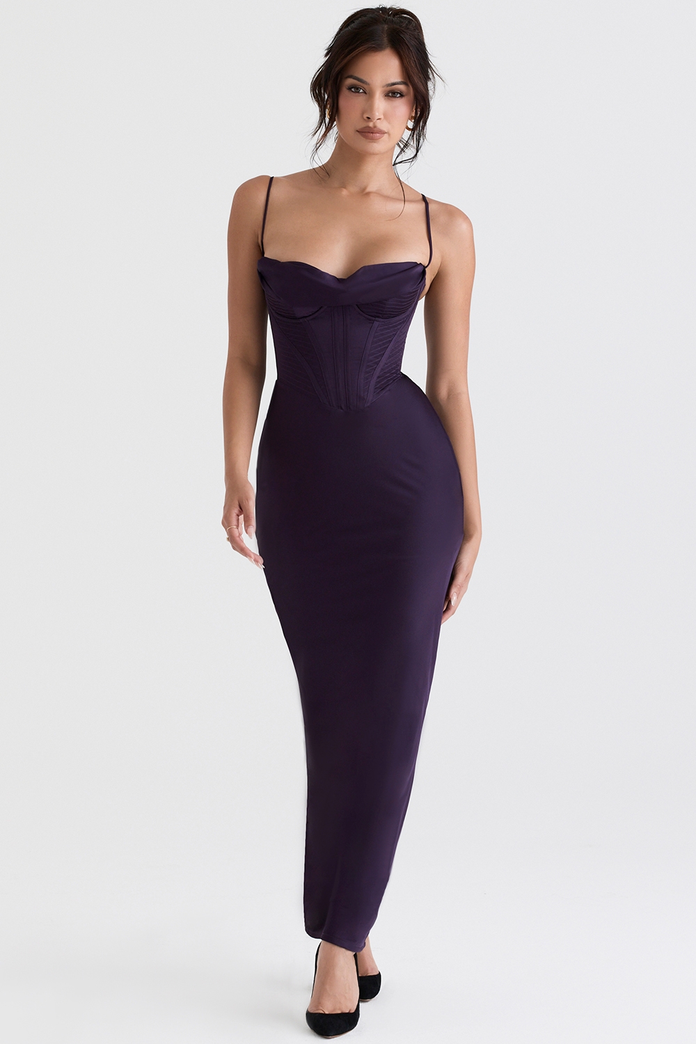 Charmaine-Night Shade Corset Maxi Dress