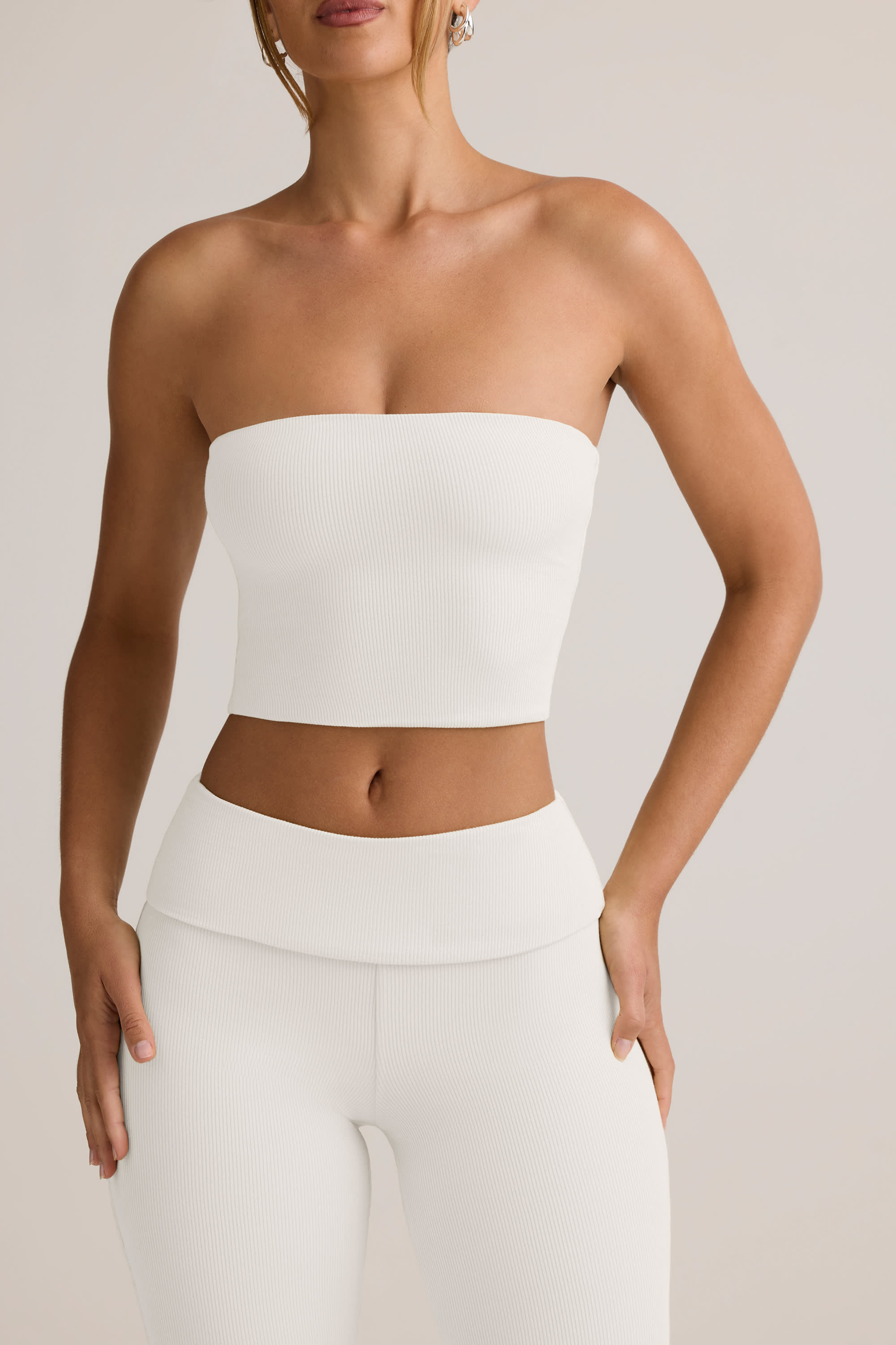 Verna-Modal Strapless Crop Top in White