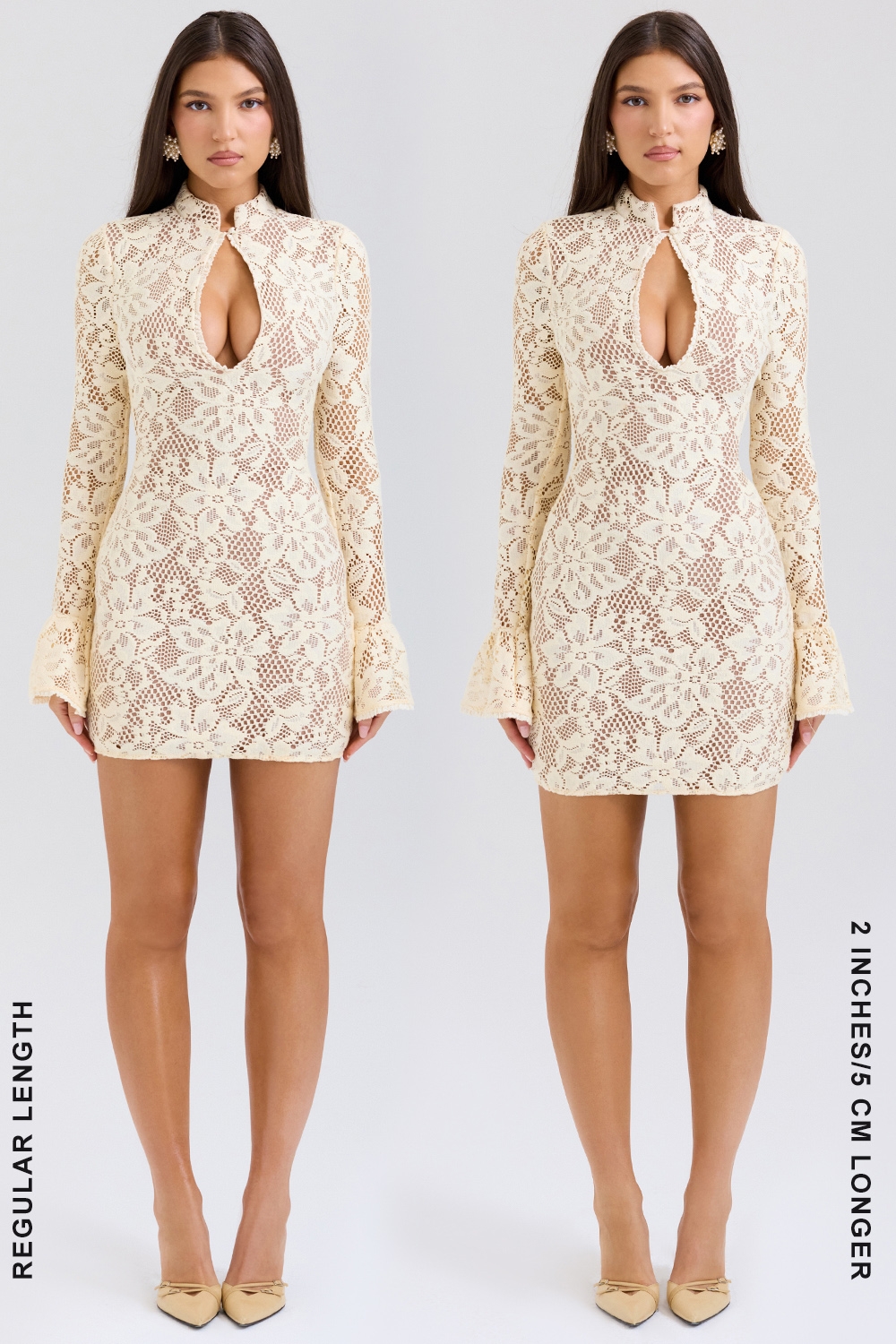 Brianna-Buttermilk Keyhole Lace Mini Dress