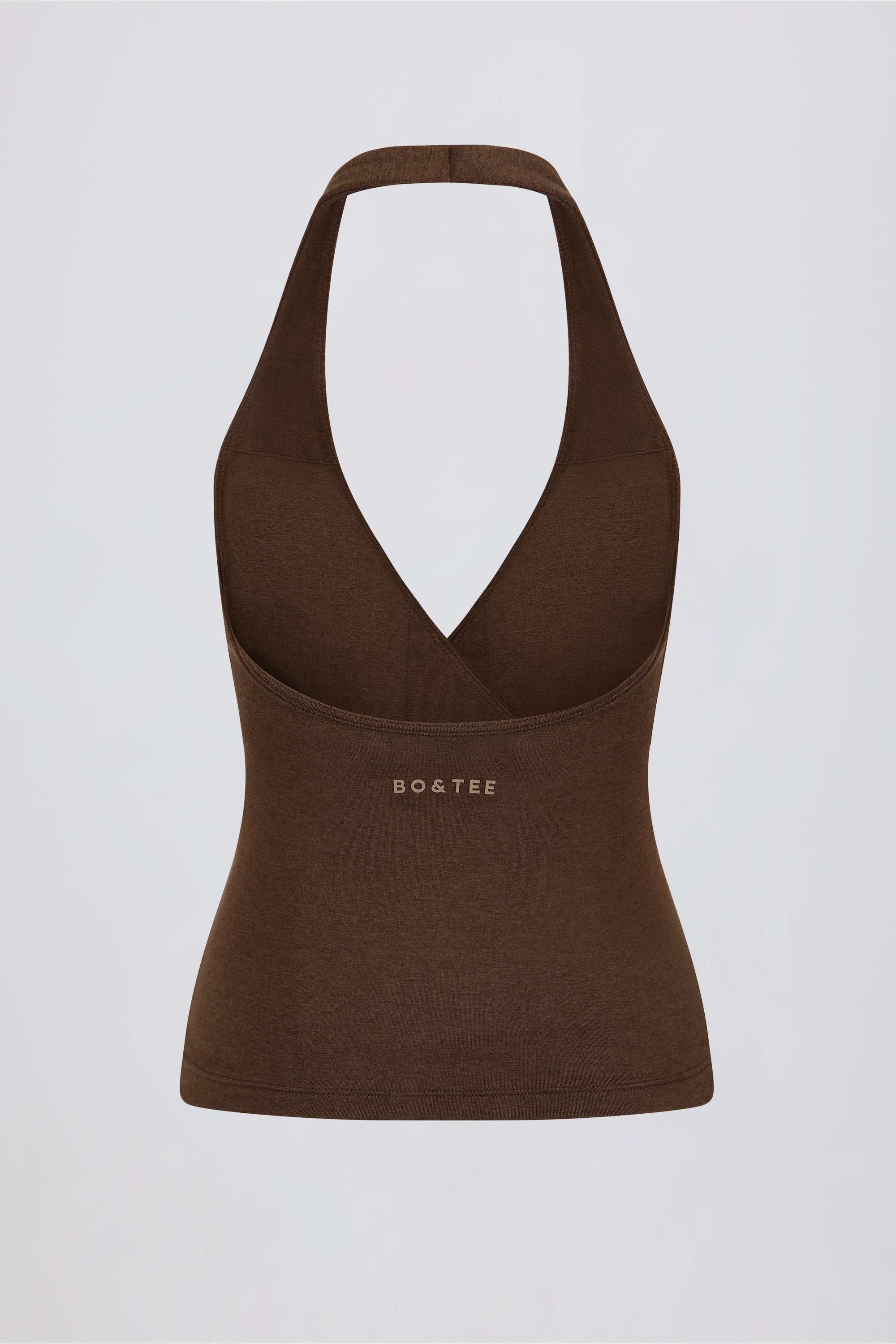 Wrap Halterneck Tank Top in Pecan Marl