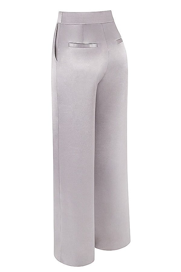 Alivia-Grey Satin Trousers