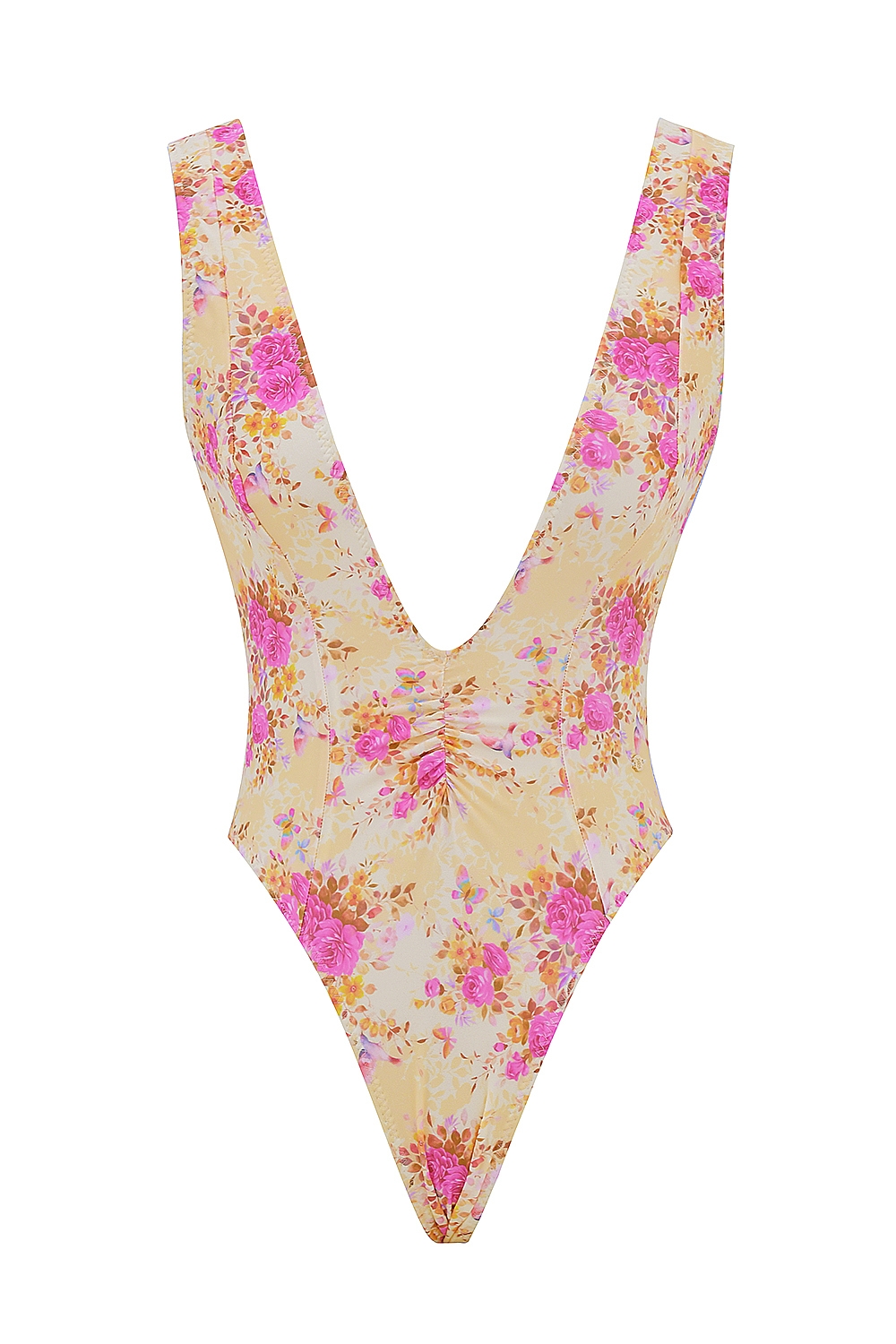 Martinique-Floral Print Plunge Swimsuit