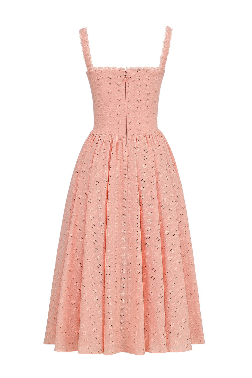 Adalyn-Peach Broderie Anglais Midi Sundress