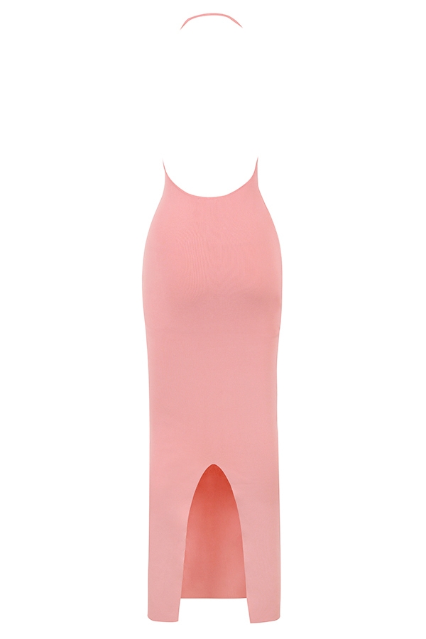 Camelia-Apricot Plunge Maxi Dress