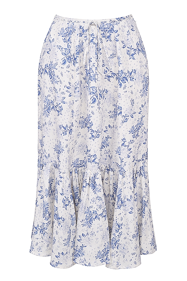 Aitana-Blue Print Midi Skirt