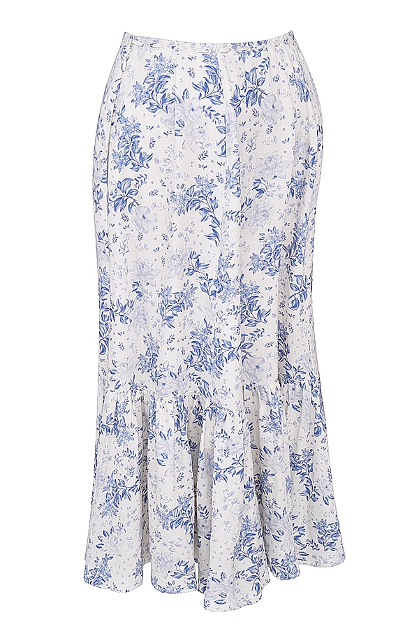 Aitana-Blue Print Midi Skirt