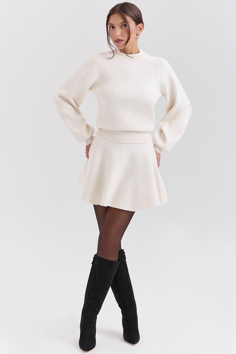 Cressida-Cream Wool Cashmere Heavy Knit Sweater