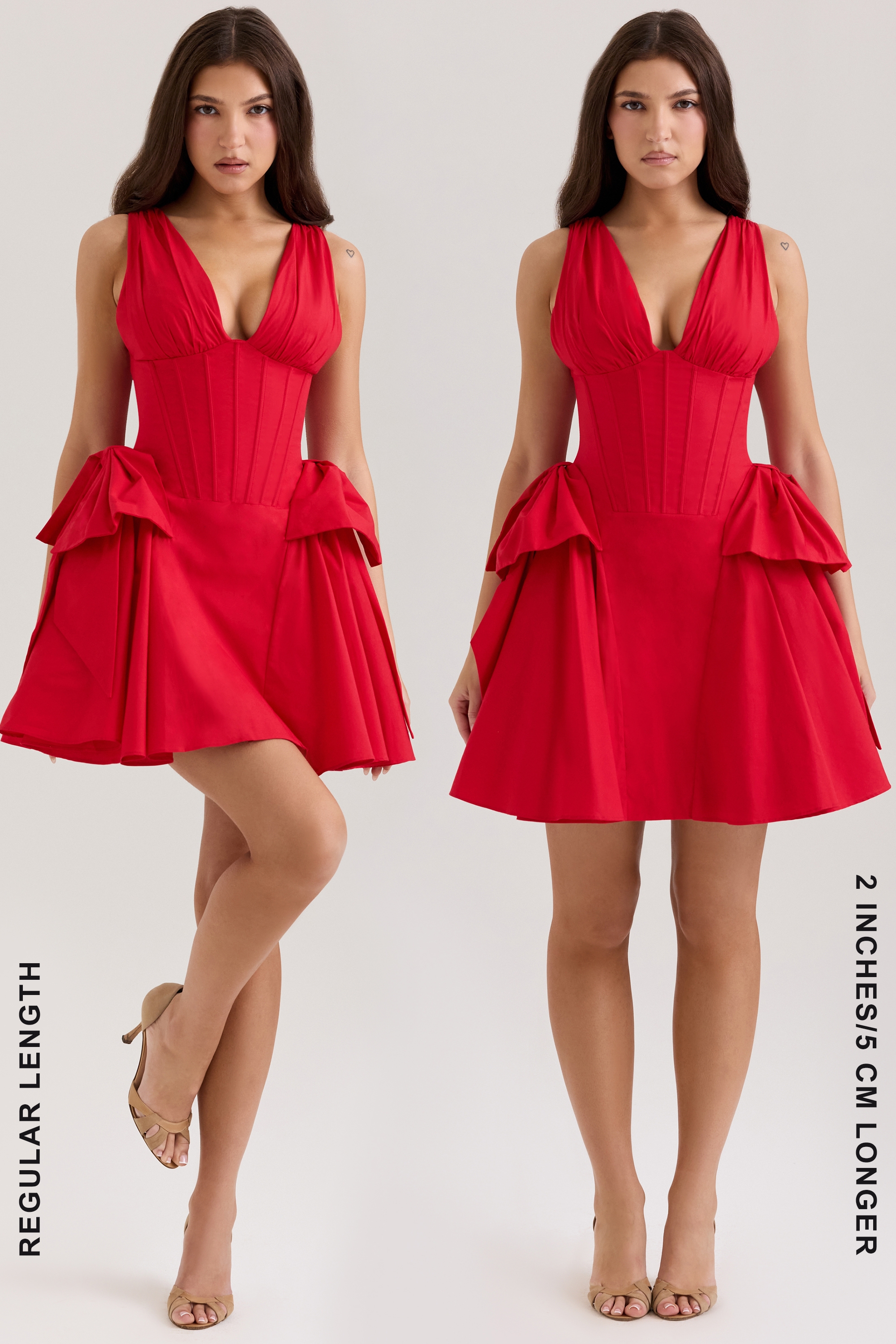 Amalia-Red Cotton Bow Mini Dress