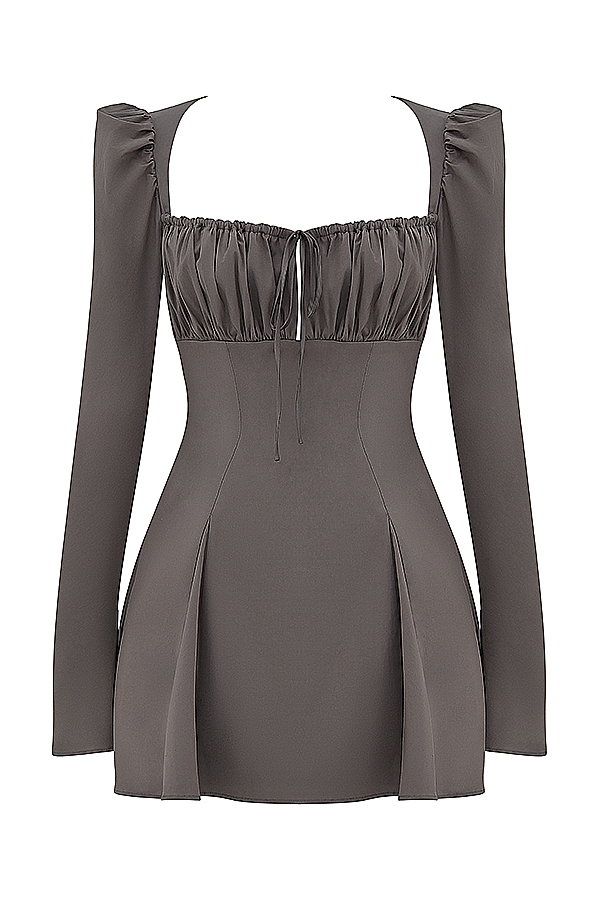 Carlina-Mocha Long Sleeve Mini Dress