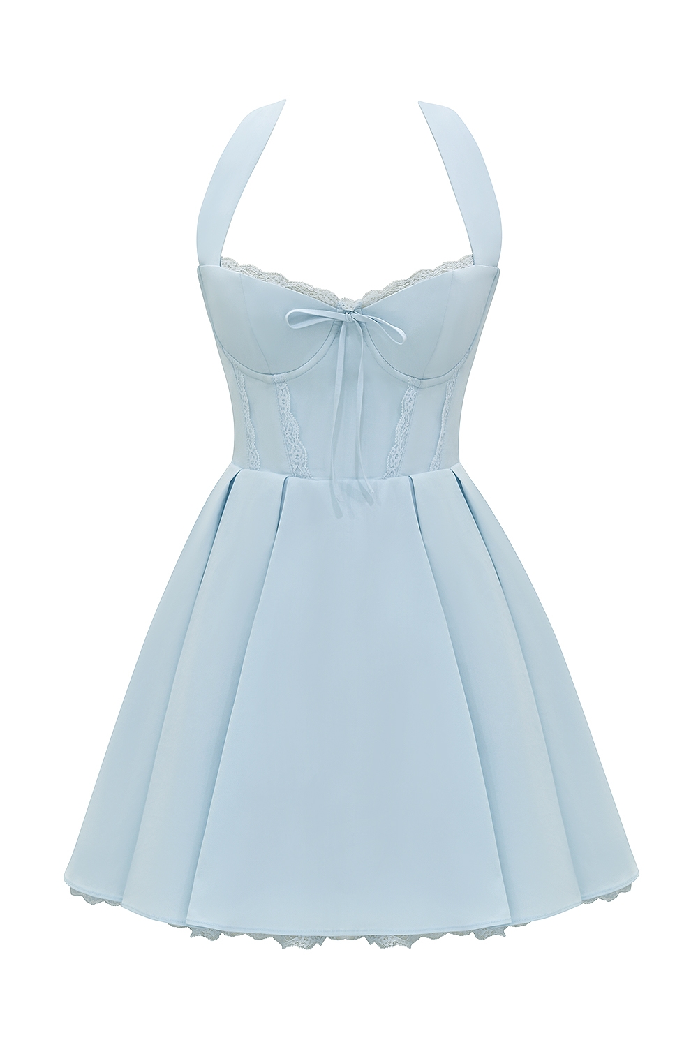 Harriet-Bluebell Cotton Halter Mini Dress