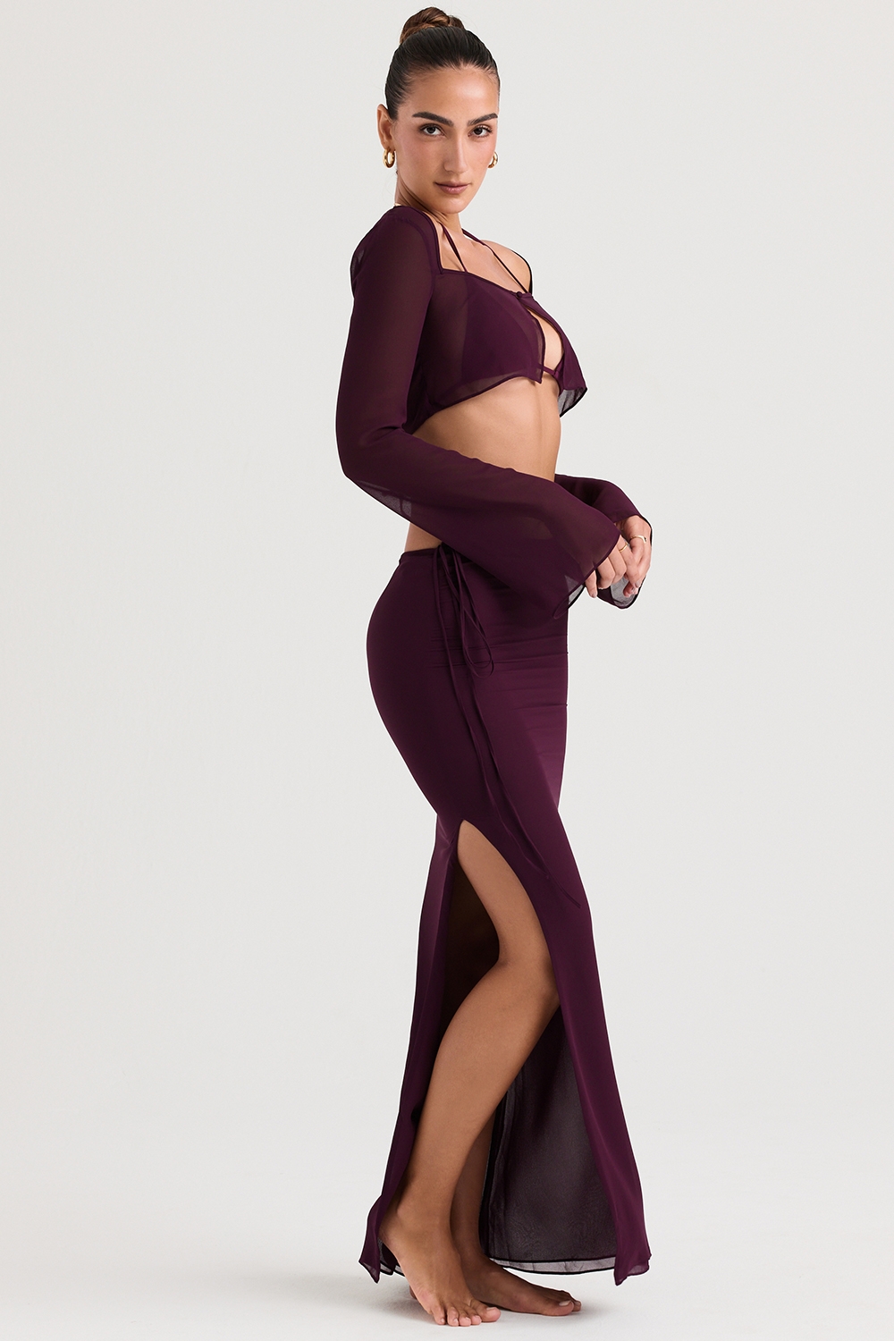 Amalfi-Prune Cutout Maxi Skirt