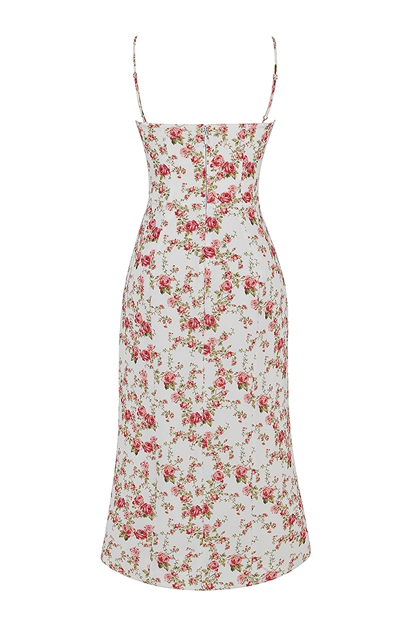 Charlotte-Rose Print Corset Midi Sundress