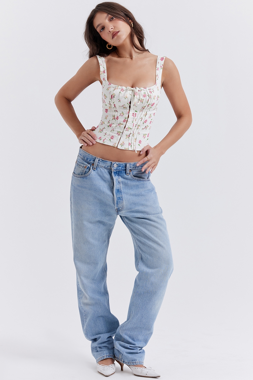 Chicca-Rose Print Floral Top