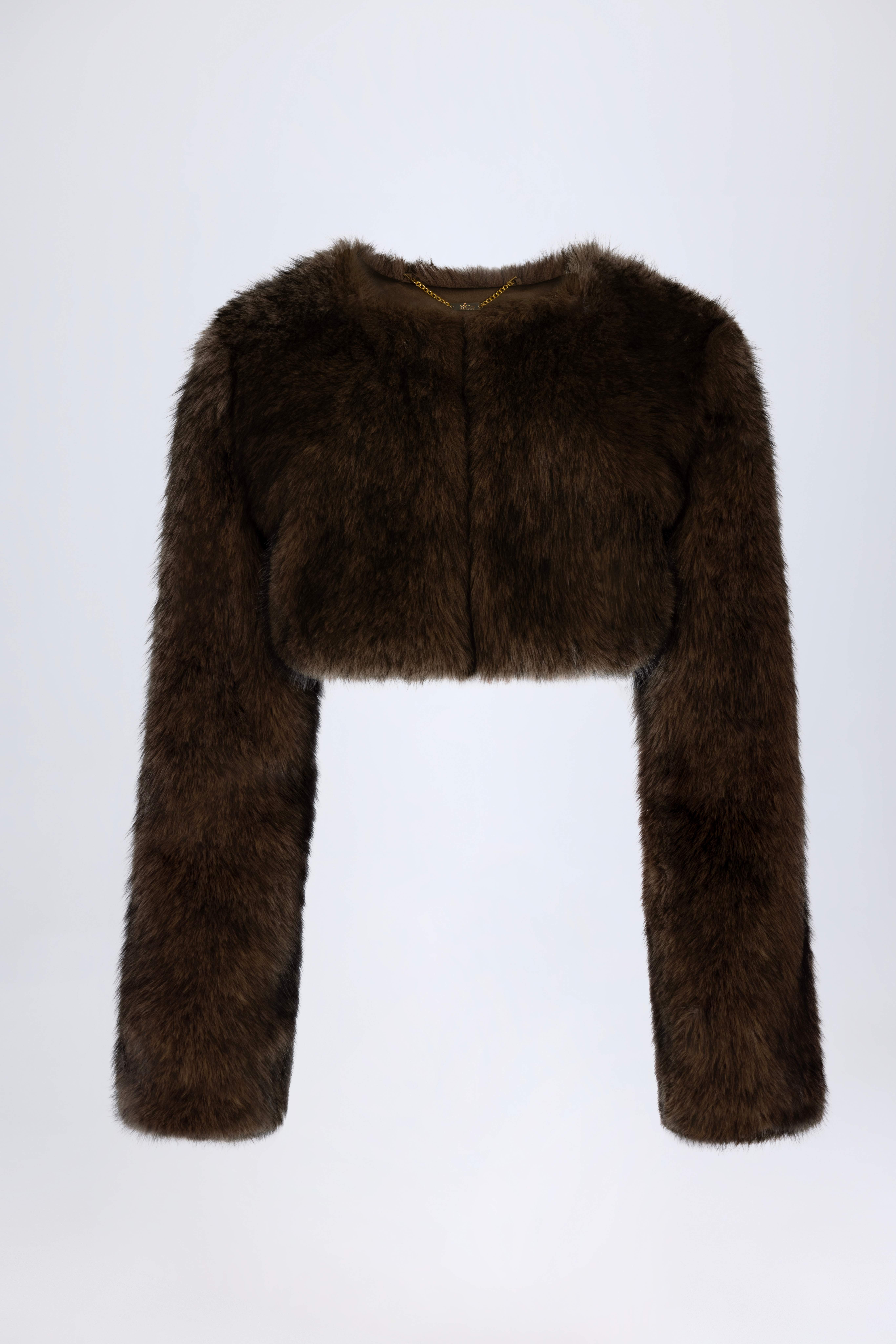 Almerinda-Faux Fur Cropped Bolero in Brown