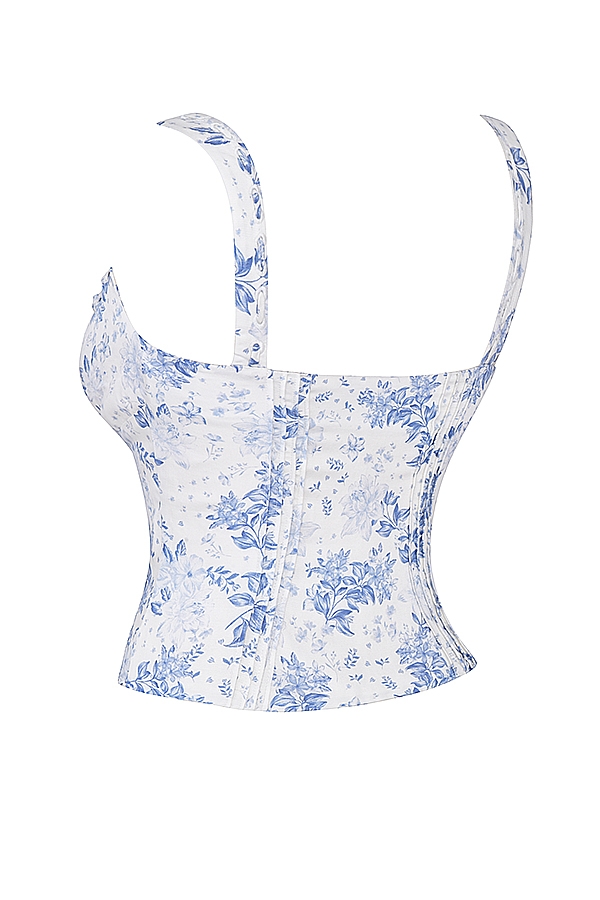 Chicca-Blue Floral Print Top