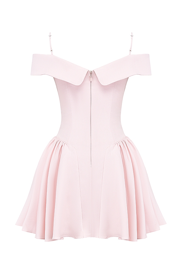 Elida-Ballerina Pink Off Shoulder Mini Dress
