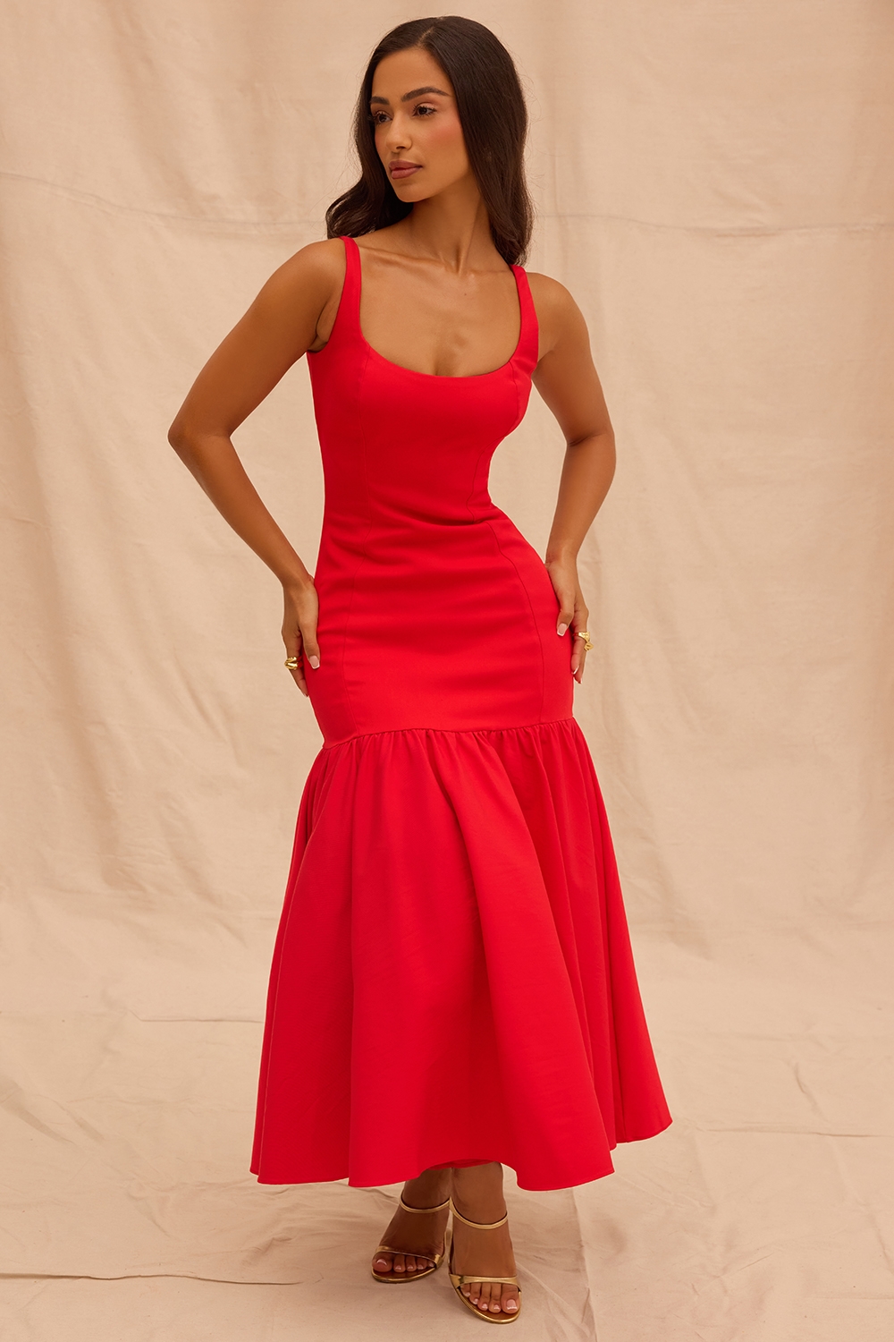 Amore-Scarlet Dropped Waist Midi Dress