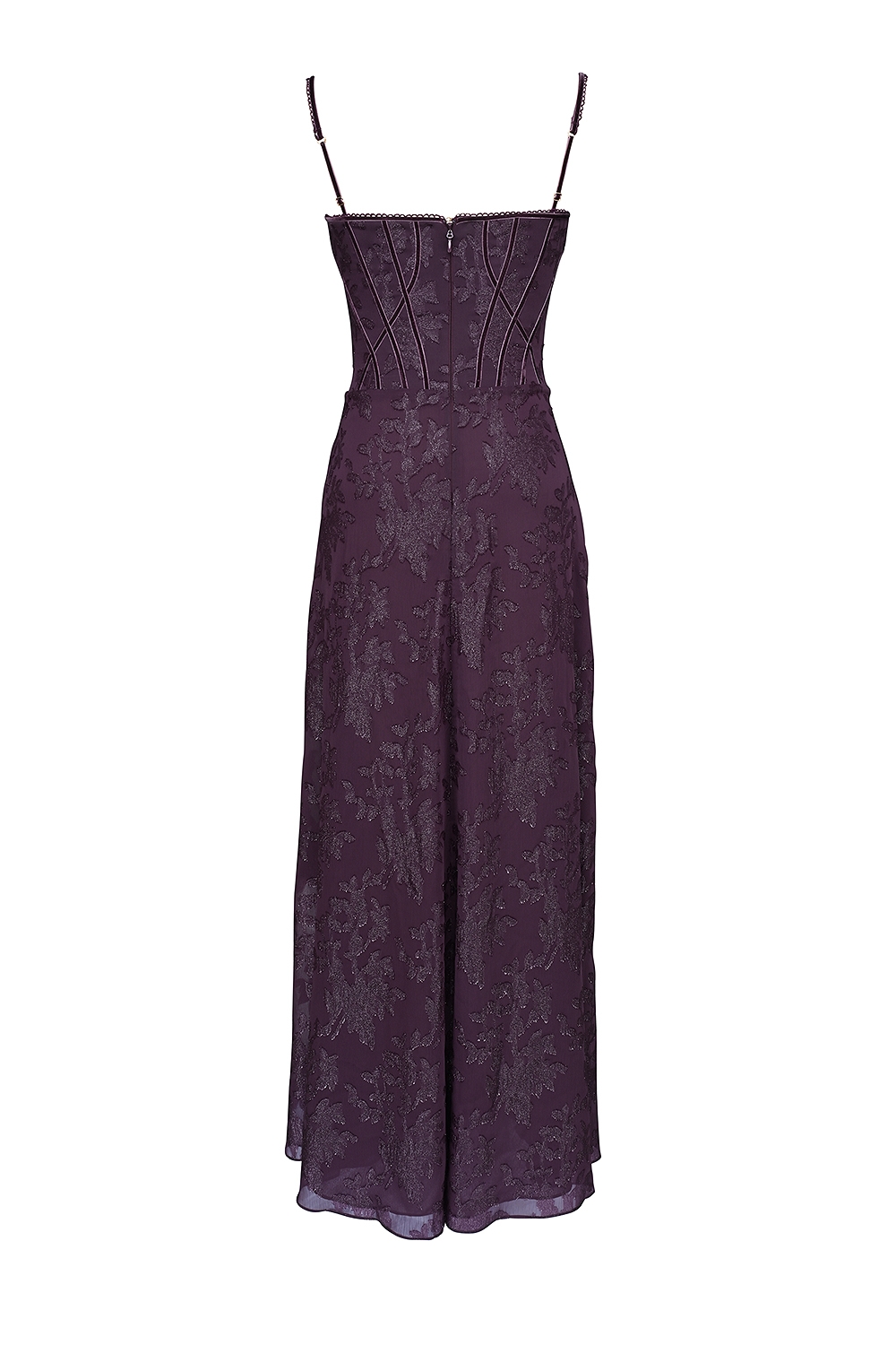 Esme-Grape Lurex Chiffon Maxi Dress