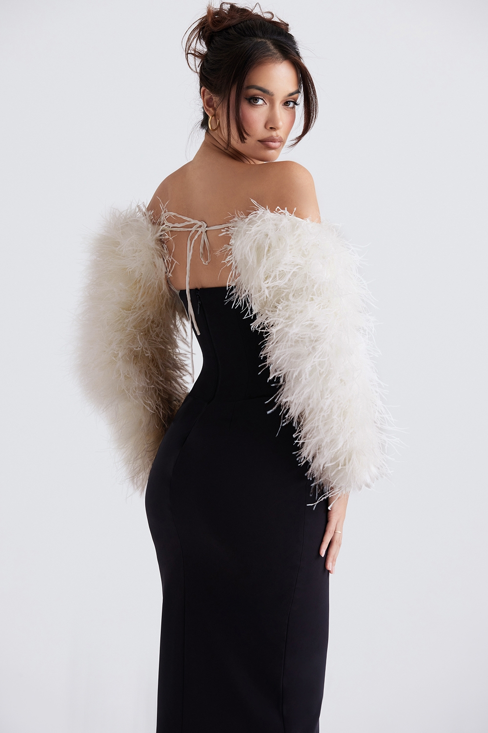 Ash-Off White Marabou Sleeve Jacket