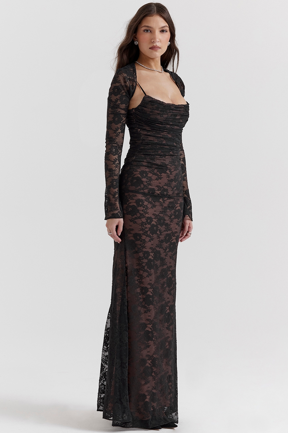 Artemis-Black Lace Maxi Dress