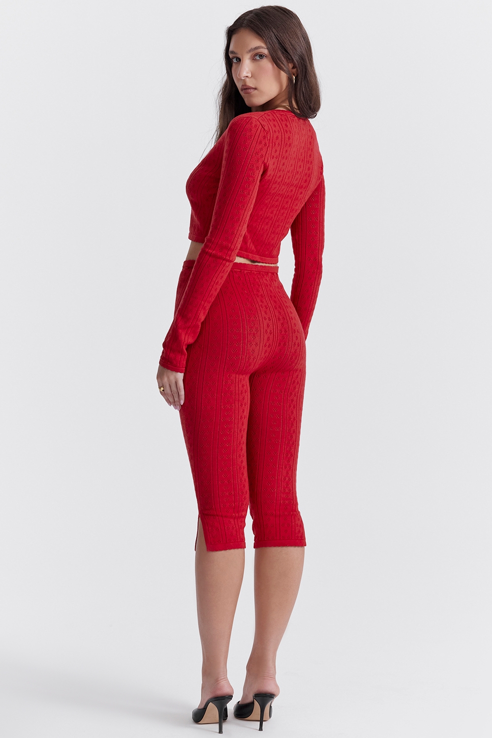 Abigail-Cherry Knit Capri Trousers - SALE