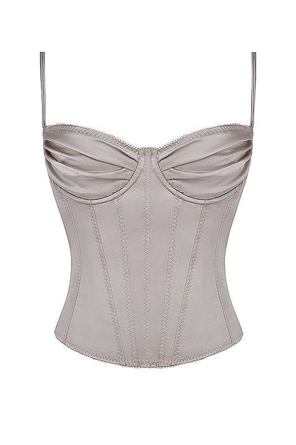 Chantal-Champagne Satin Top