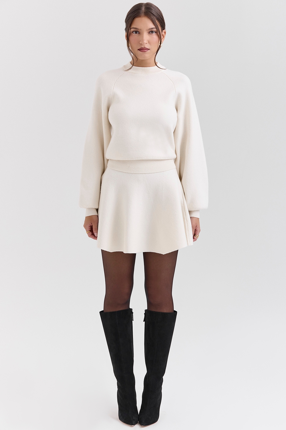 Cressida-Cream Wool Cashmere Heavy Knit Sweater