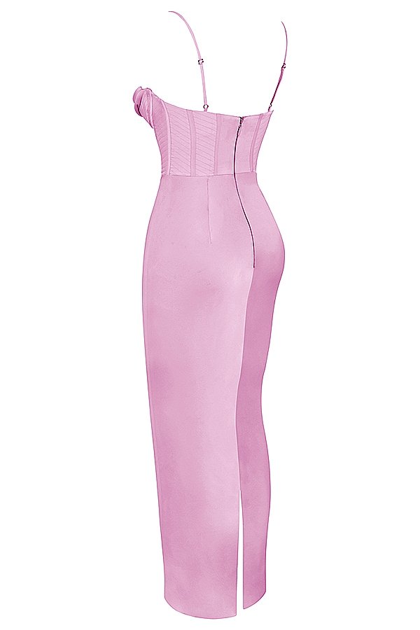Charmaine-Pink Corset Maxi Dress