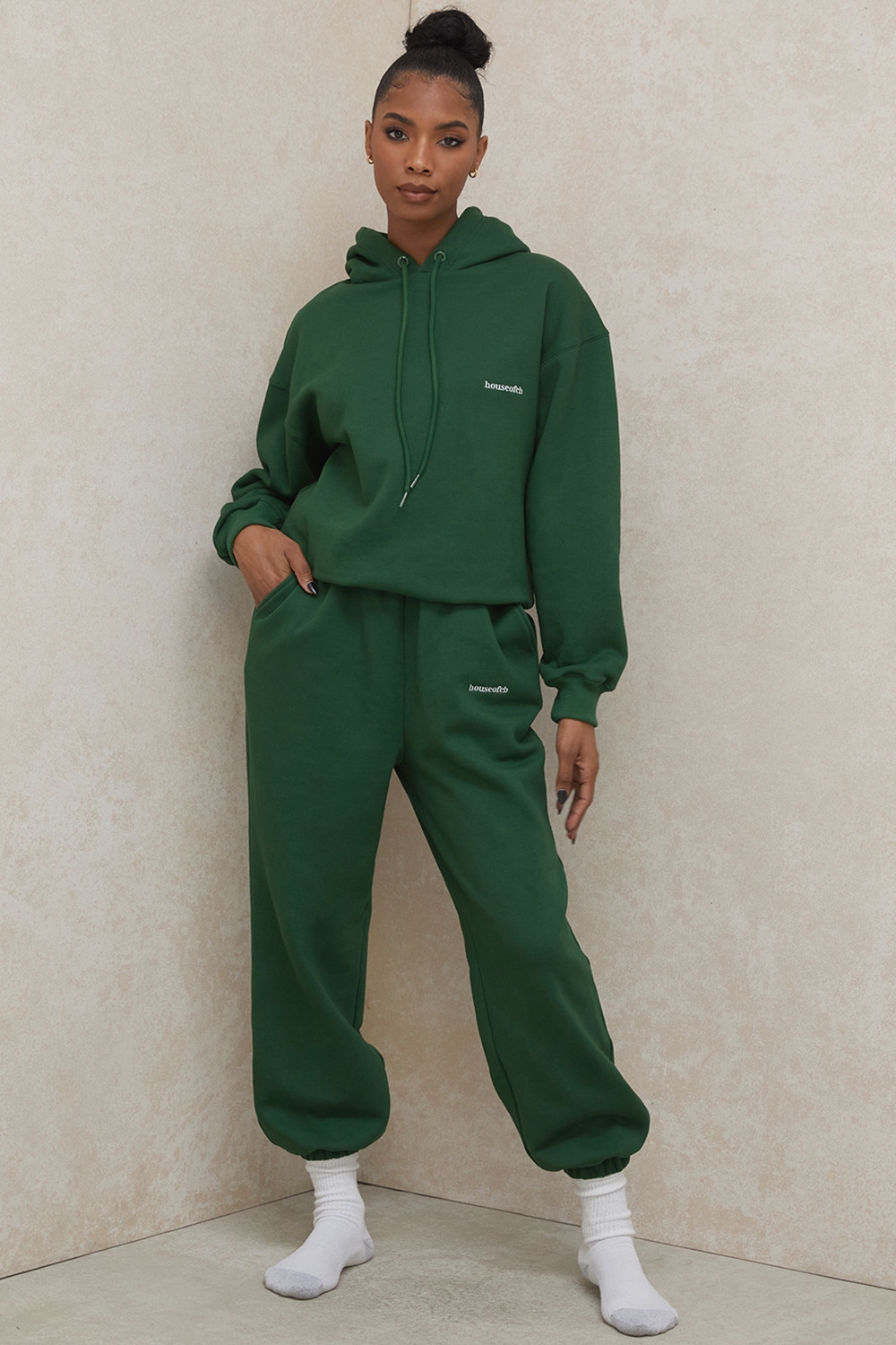 Sky-Green Fleece Back Jogging Trousers