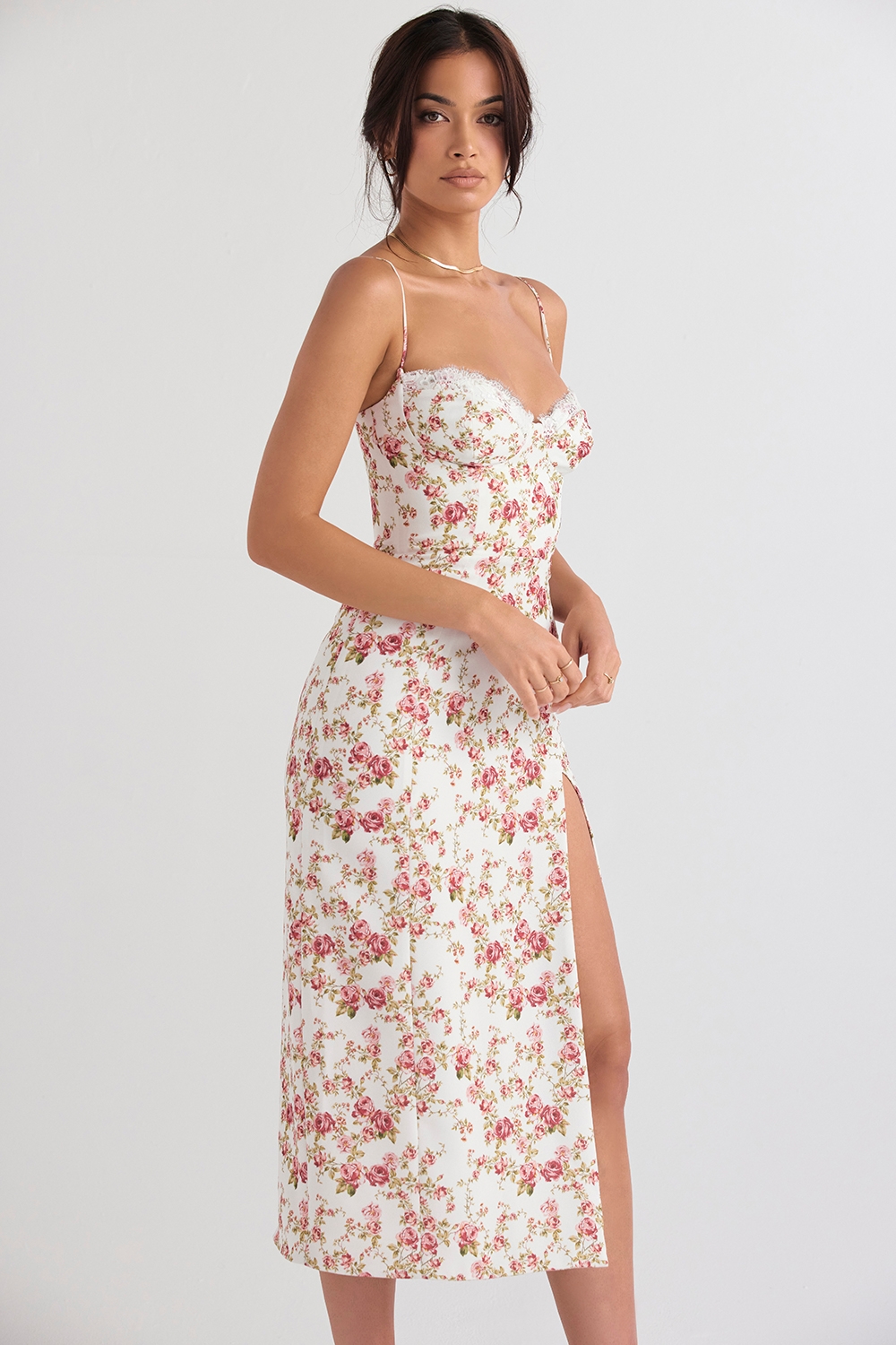 Charlotte-Rose Print Corset Midi Sundress