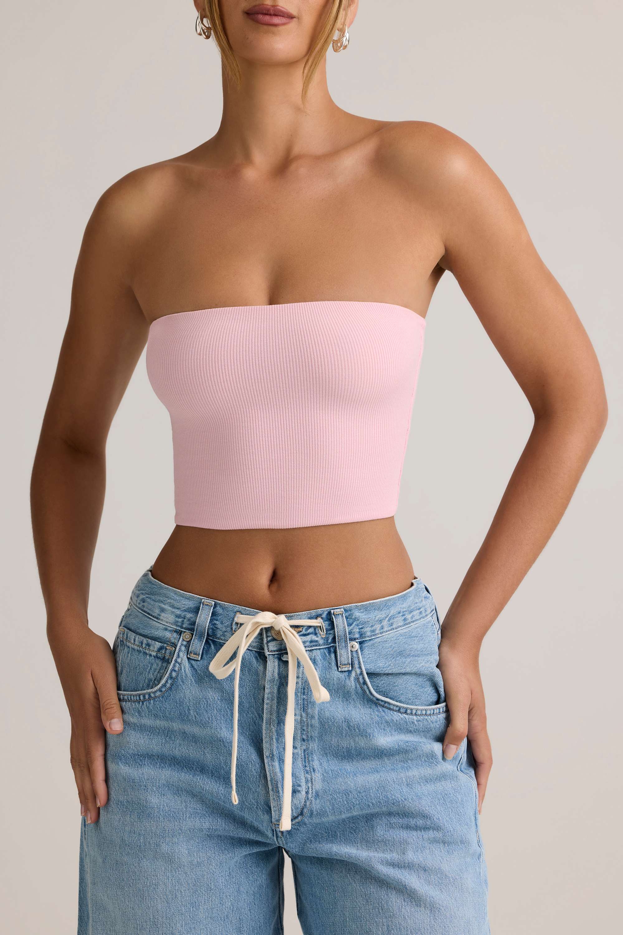 Verna-Modal Strapless Crop Top in Baby Pink