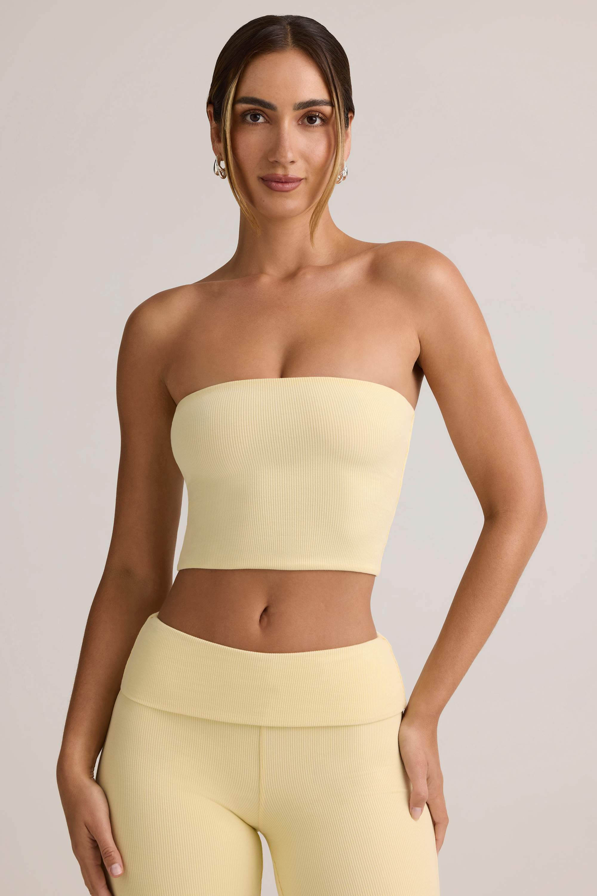 Verna-Modal Strapless Crop Top in ButterCream Yellow