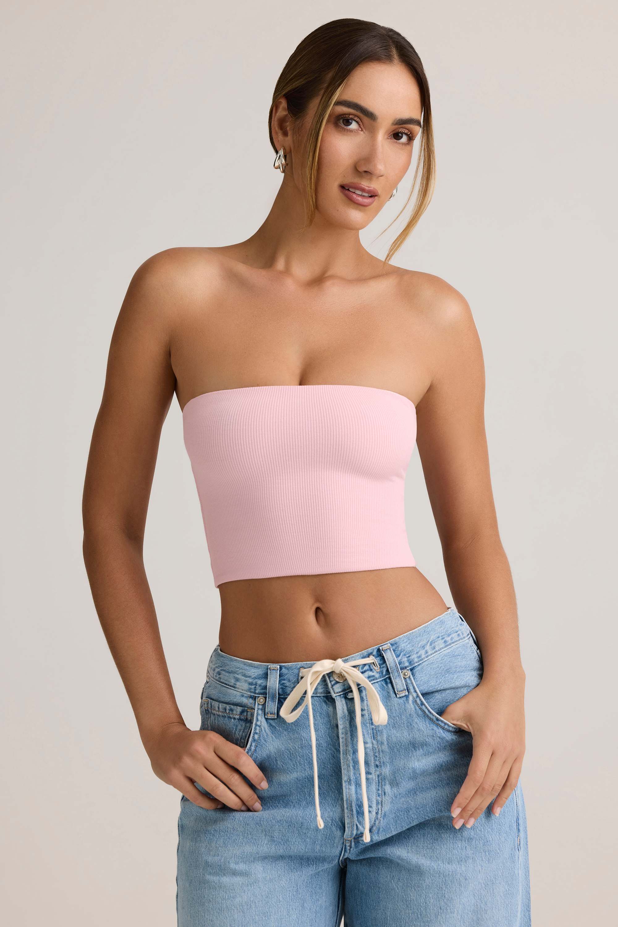 Verna-Modal Strapless Crop Top in Baby Pink