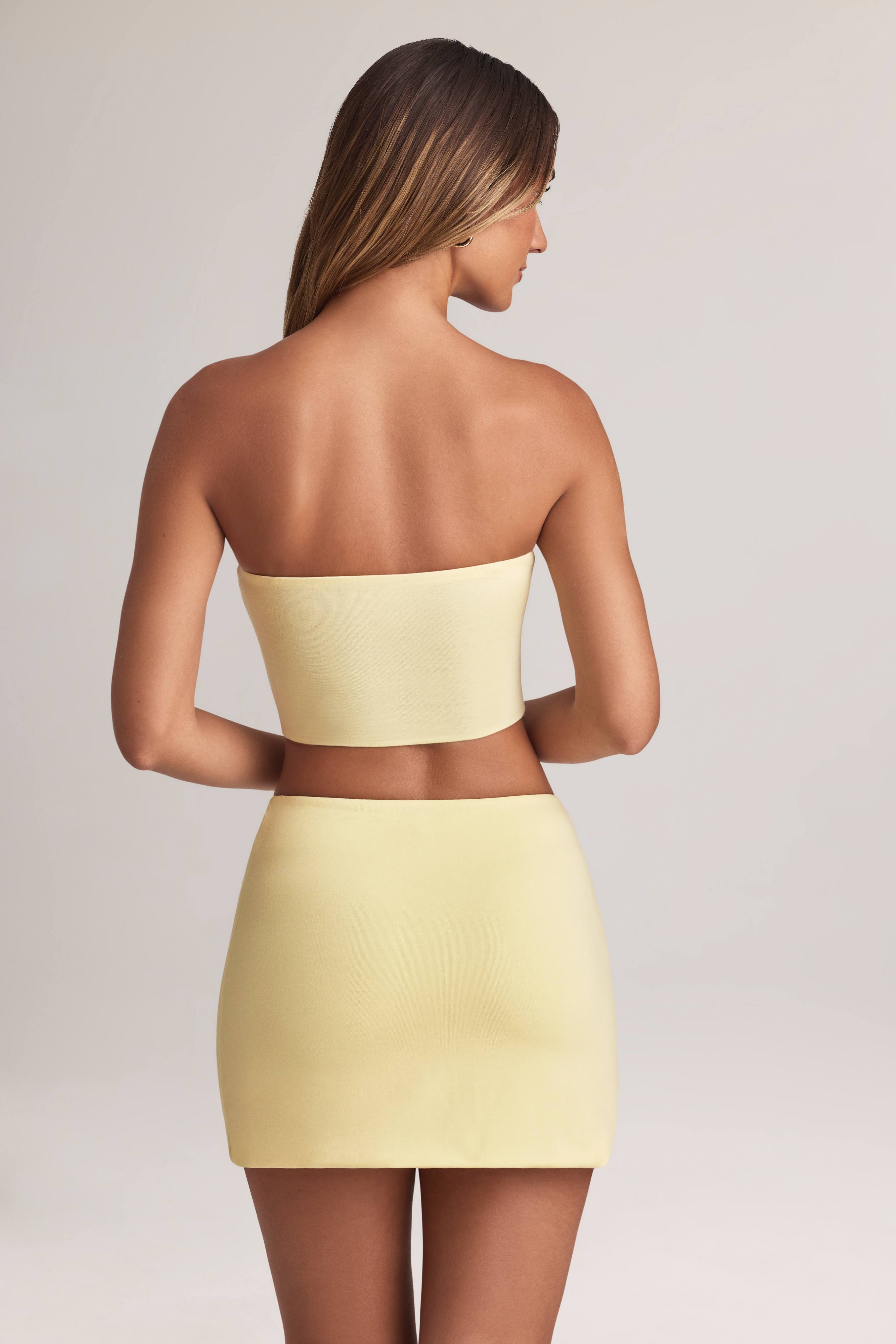 Zuri-Modal Mid-Rise A-Line Mini Skirt in Lemon Sherbet